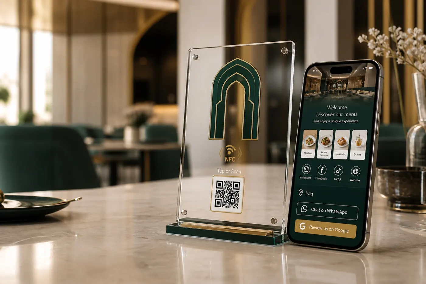 لوحة NFC أكريلك وصفحة رقمية من بوابة